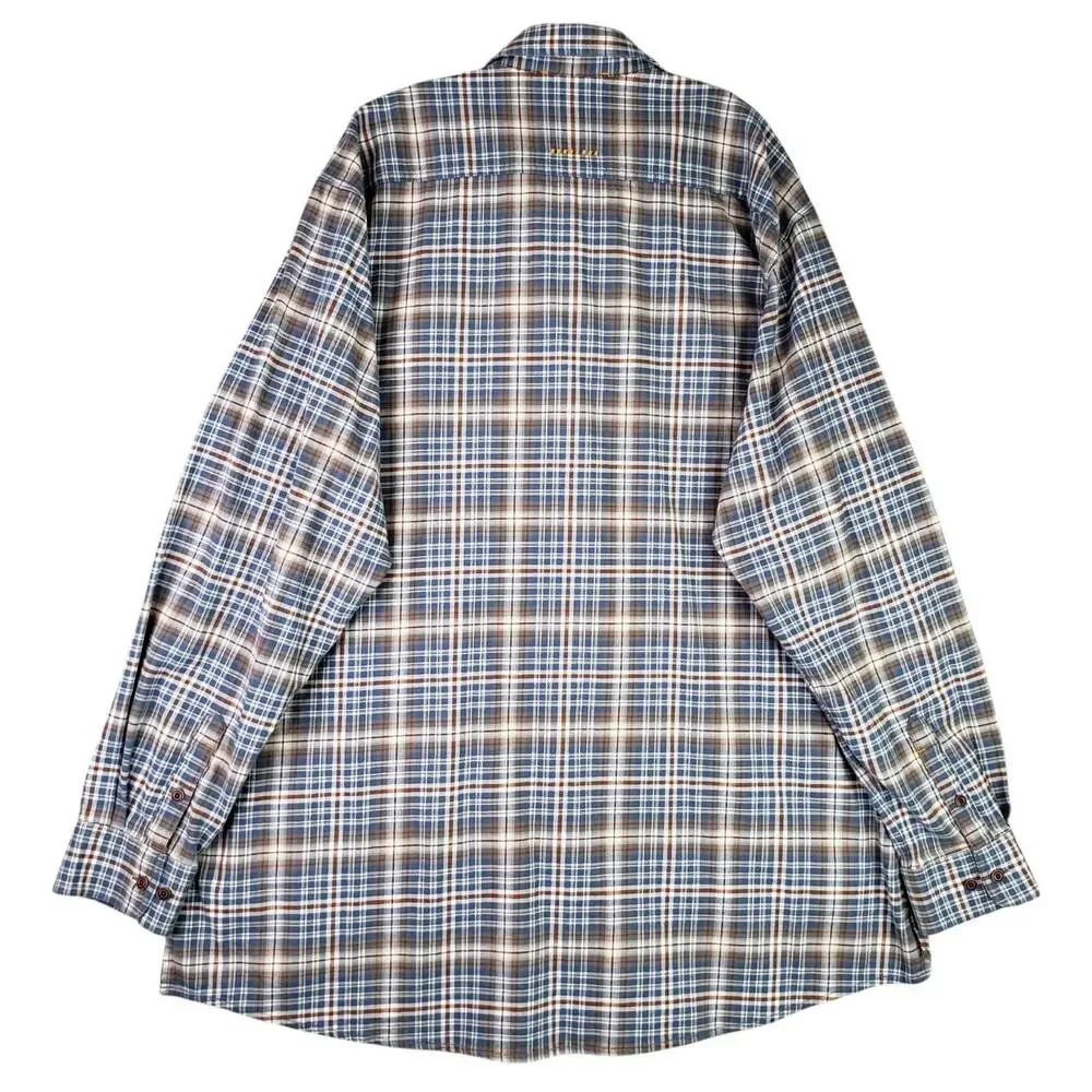 Ariat Rebar Shirt Men’s Size XXLT Tall Blue Plaid Long Sleeve Button Down